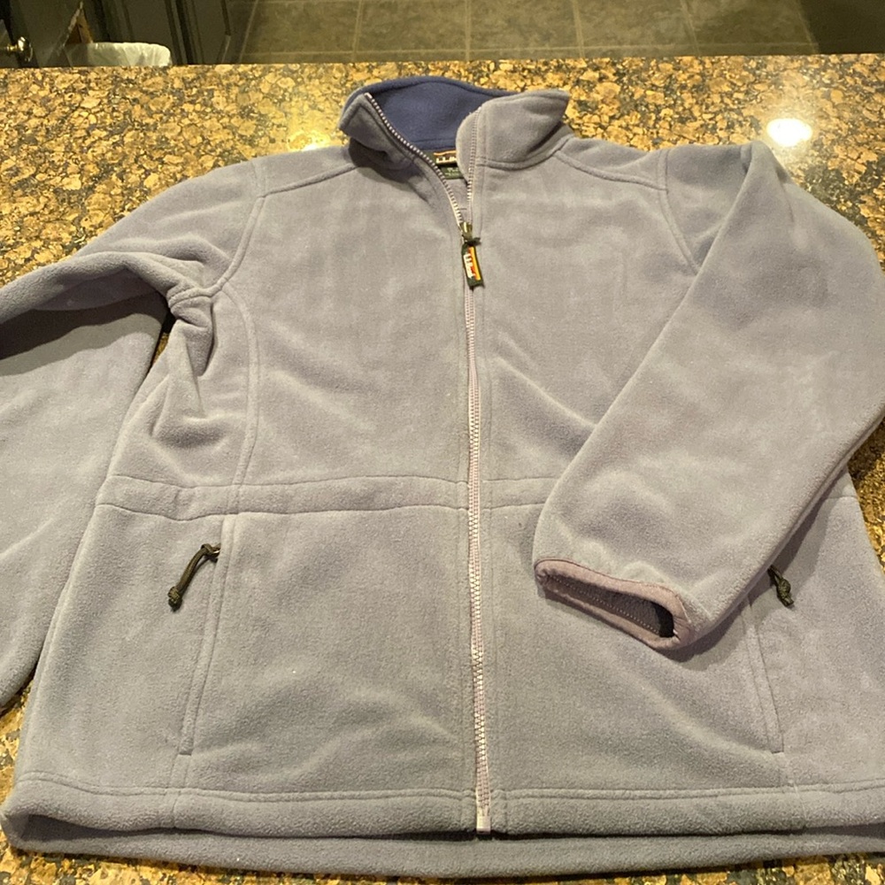 L.L. Bean slate blue women’s zip up fleece.